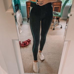 tri-colored, midi waisted, workout leggings